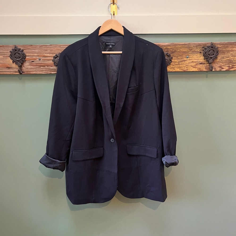 Universal Standard Rio Blazer Black Shawl Collar Single Button Jacket Large L